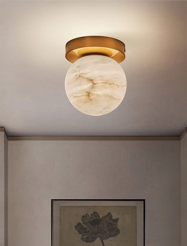 modern brass alabaster flush mount ceiling light 6