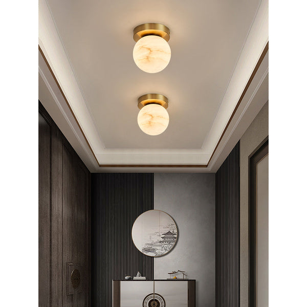 modern brass alabaster flush mount ceiling light 6