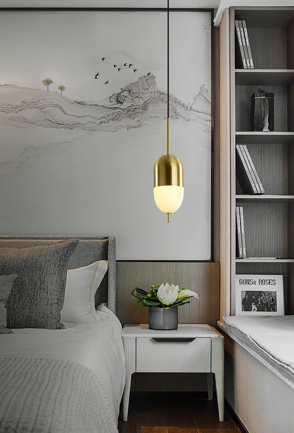 modern brass alabaster orb pendant light