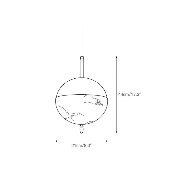 modern brass alabaster orb pendant light