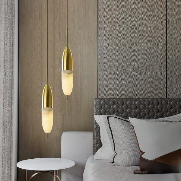 modern brass alabaster orb pendant light