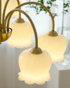 modern brass beige glass orchid chandelier