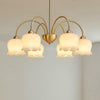 modern brass beige glass orchid chandelier