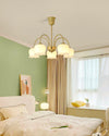 modern brass beige glass orchid chandelier
