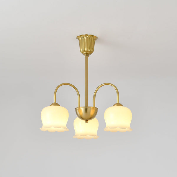 modern brass beige glass orchid chandelier
