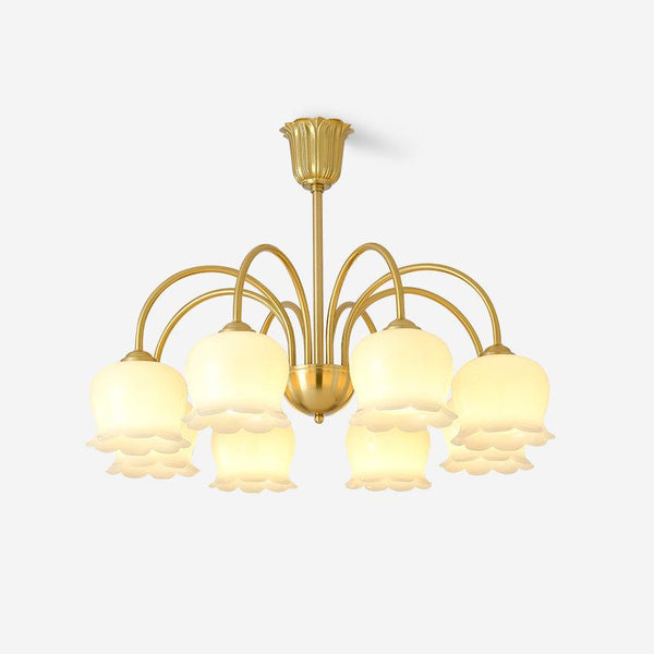 modern brass beige glass orchid chandelier