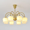 modern brass beige glass orchid chandelier