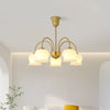 modern brass beige glass orchid chandelier