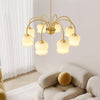 modern brass beige glass orchid chandelier