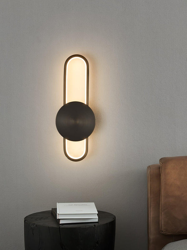 modern brass elliptical led wall lamp