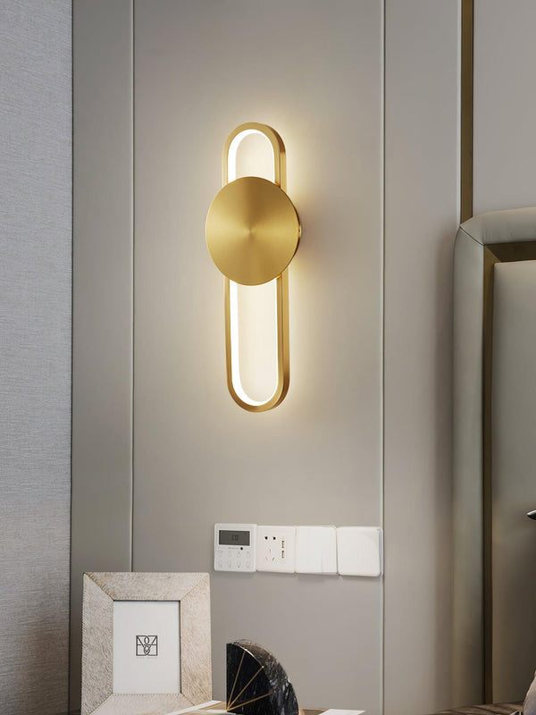 modern brass elliptical led wall lamp