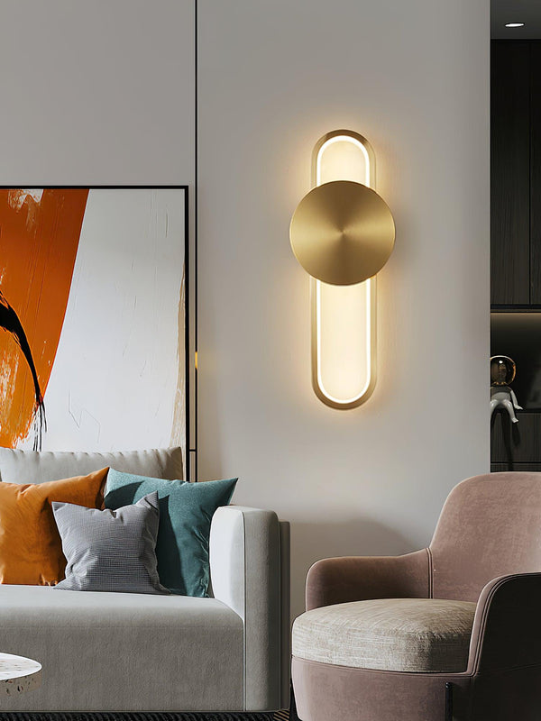 modern brass elliptical led wall lamp