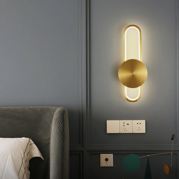 modern brass elliptical led wall lamp