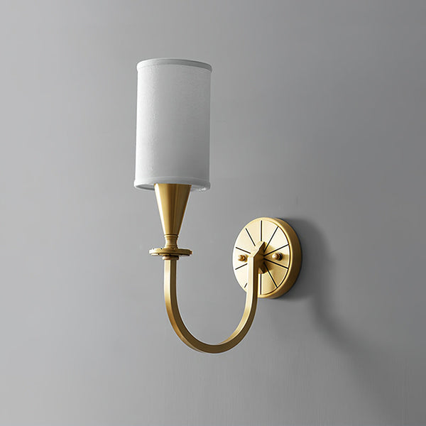 modern brass fabric shade wall sconce