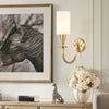 modern brass fabric shade wall sconce