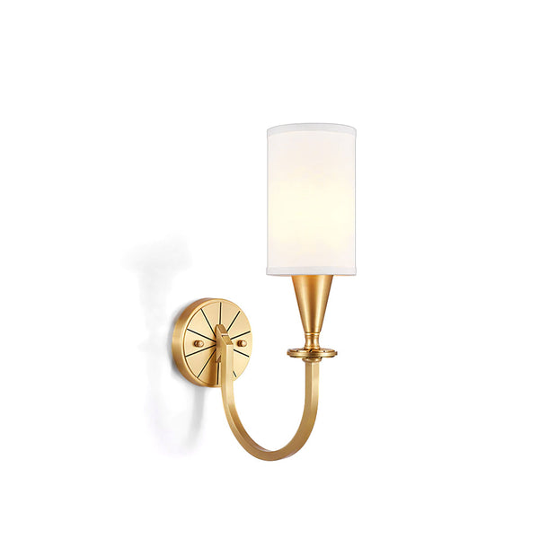 modern brass fabric shade wall sconce