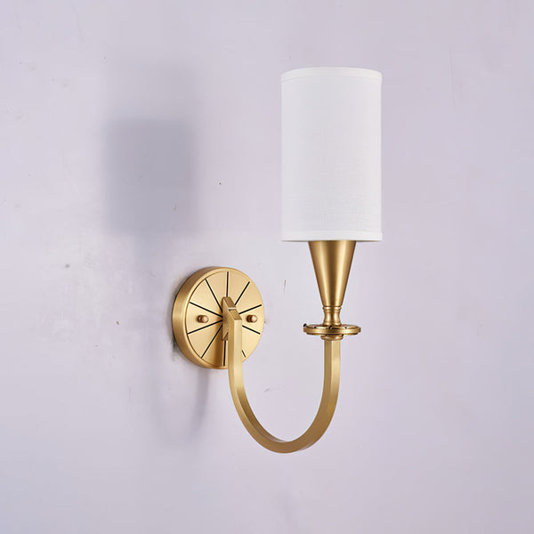 modern brass fabric shade wall sconce
