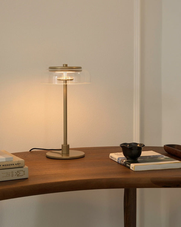 modern brass glass led table lamp
