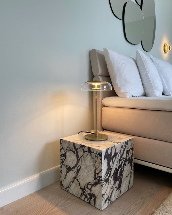 modern brass glass led table lamp
