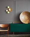 modern brass green glass wall sconce