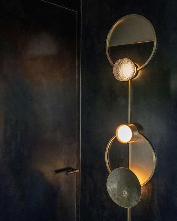 modern brass green glass wall sconce