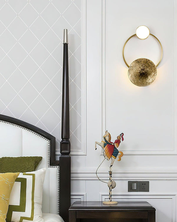 modern brass green glass wall sconce