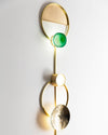modern brass green glass wall sconce