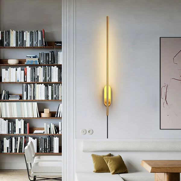 modern brass iron stick plug in wall sconce