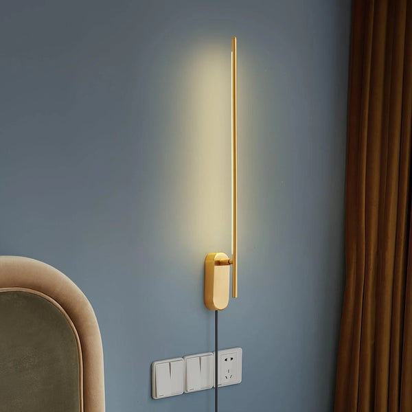 modern brass iron stick plug in wall sconce