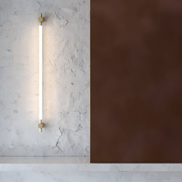 modern brass linear led vanity wall light