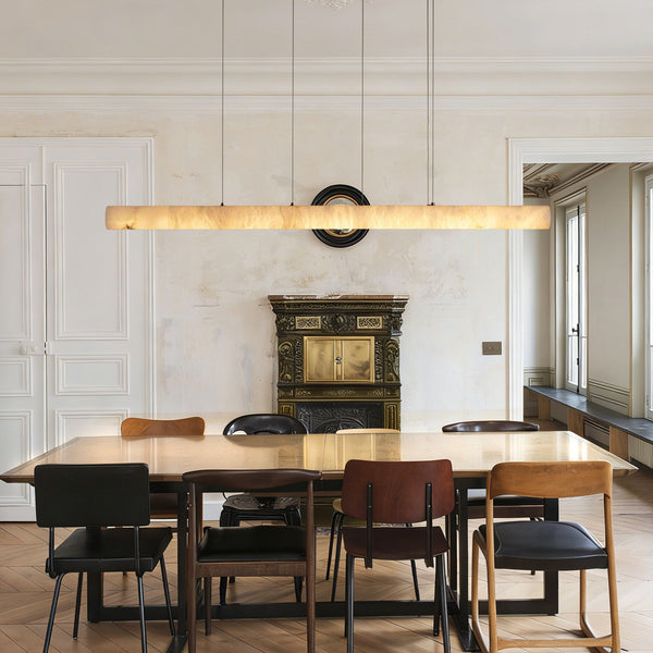 modern brass spanish alabaster linear chandelier