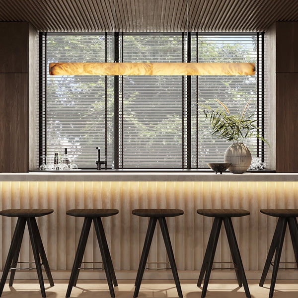 modern brass spanish alabaster linear chandelier