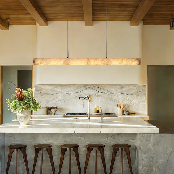 modern brass spanish alabaster linear chandelier