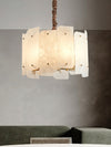 modern brass tiered alabaster chandelier