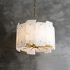 modern brass tiered alabaster chandelier