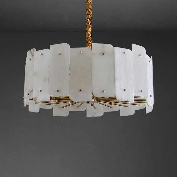 modern brass tiered alabaster chandelier