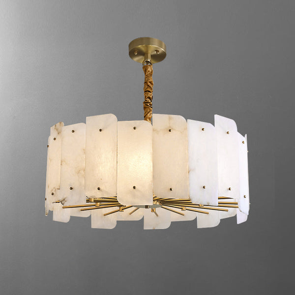 modern brass tiered alabaster chandelier