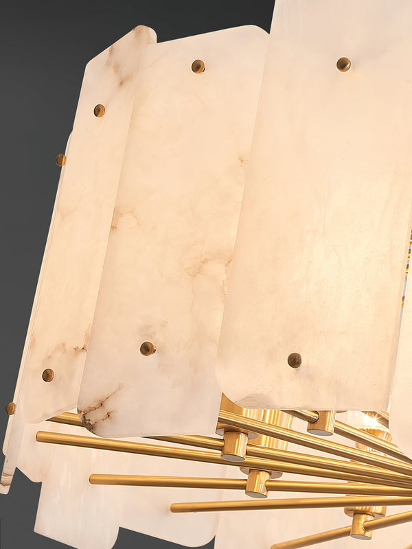 modern brass tiered alabaster chandelier