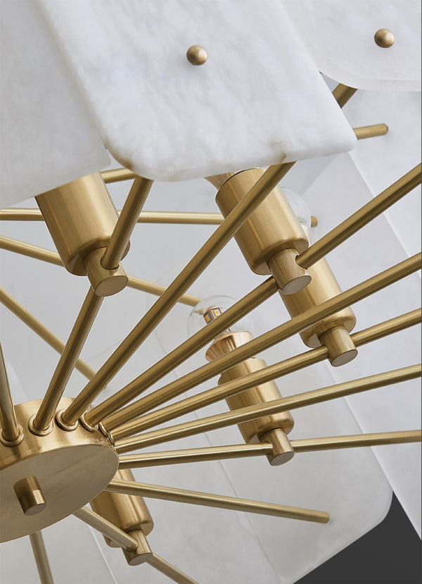 modern brass tiered alabaster chandelier
