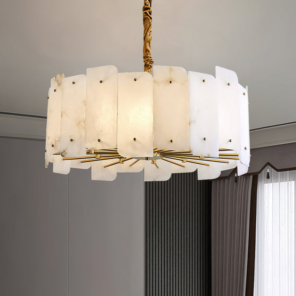 modern brass tiered alabaster chandelier