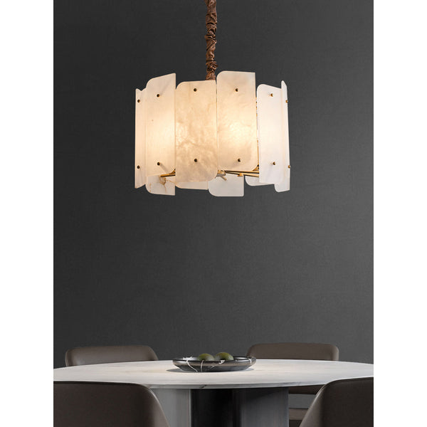modern brass tiered alabaster chandelier