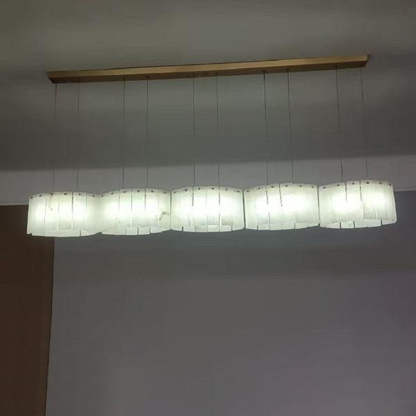 modern brass white alabaster chandelier
