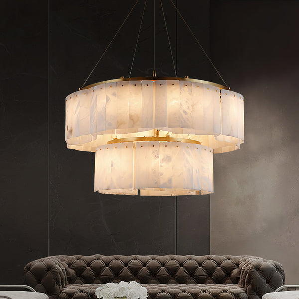 modern brass white alabaster chandelier