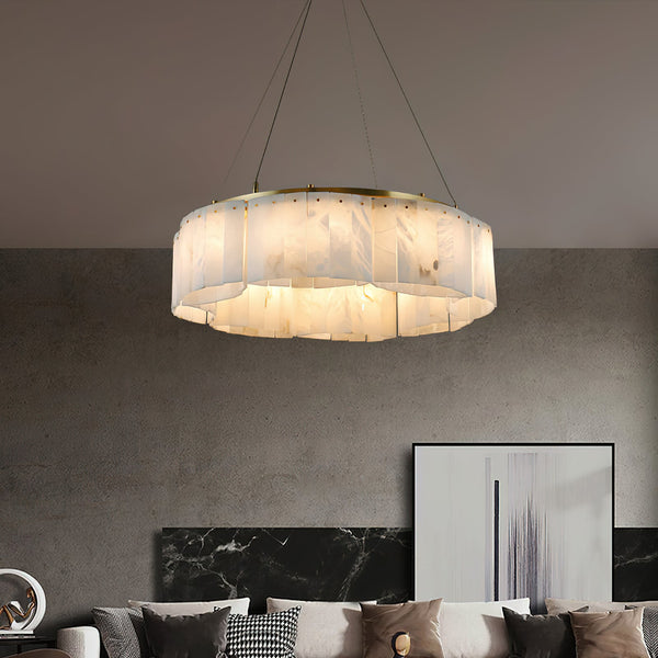 modern brass white alabaster chandelier