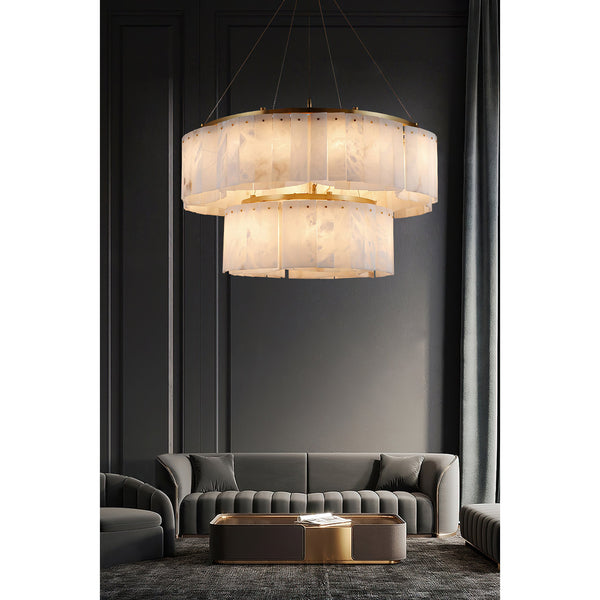 modern brass white alabaster chandelier