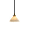 modern brass white alabaster conical pendant lamp