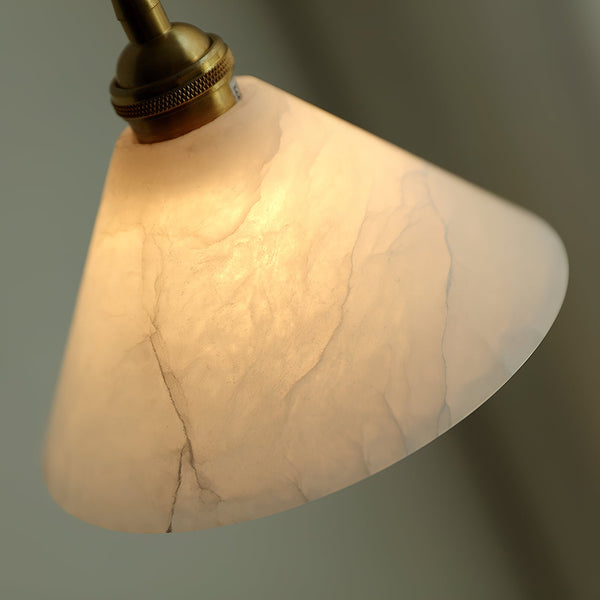 modern brass white alabaster conical pendant lamp