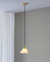 modern brass white alabaster conical pendant lamp
