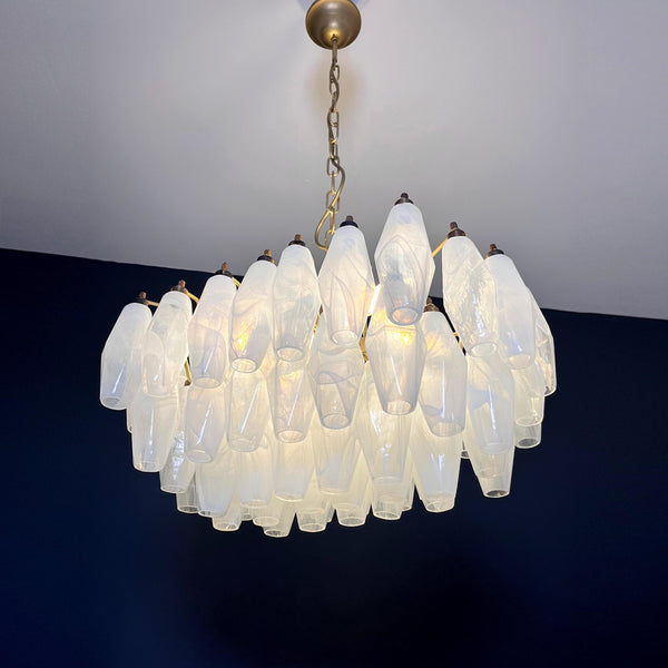 modern brass white alabaster glass poliedri chandelier