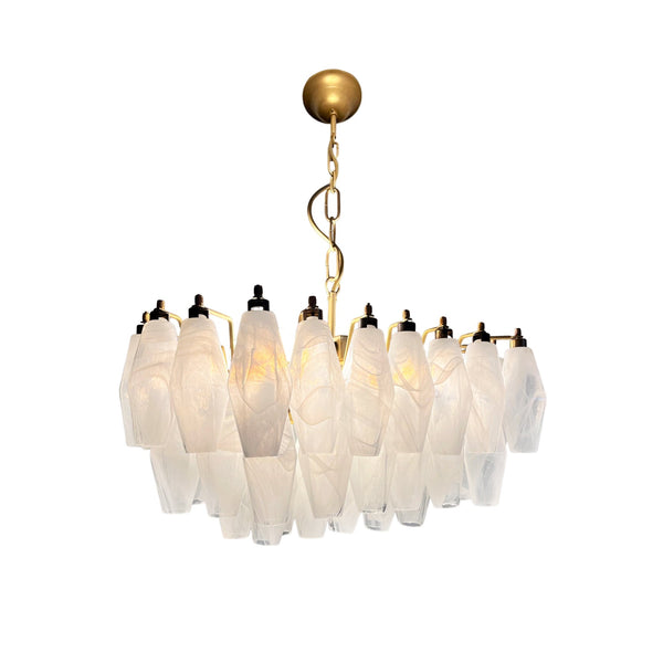 modern brass white alabaster glass poliedri chandelier